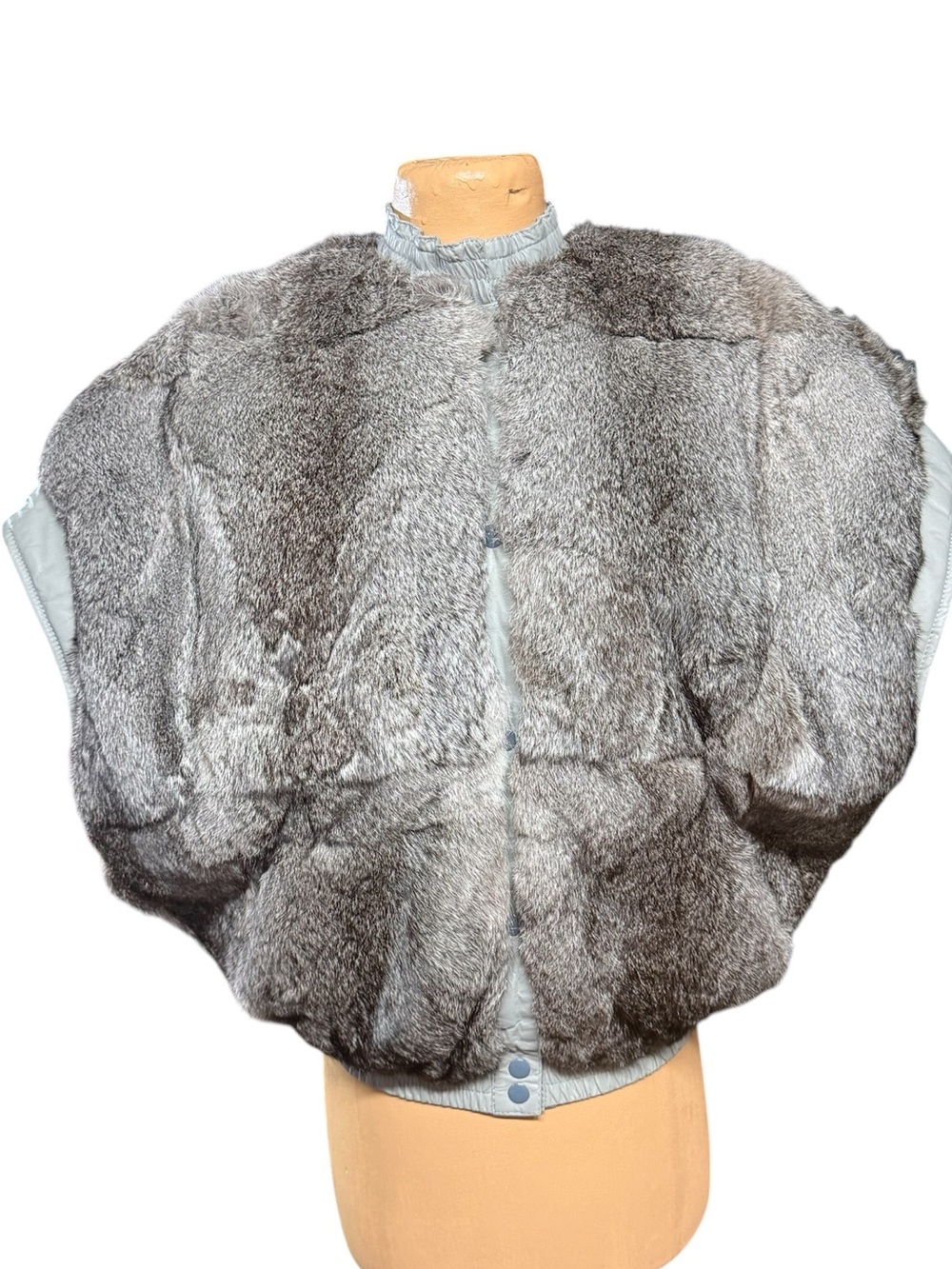 Leather & Rabbit Fur, Vintage Bomber Vest